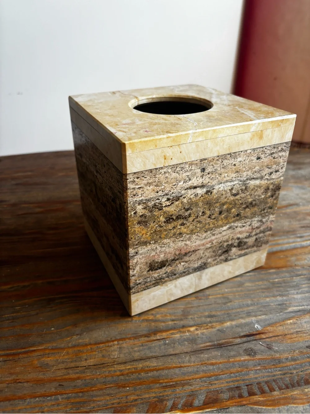 Marble travertine Tissue Box (vintage)